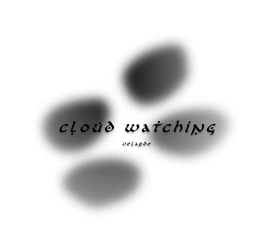 Cloud Watching cover: soft grey blurs drifting around the title, set in a blackletter-style face.