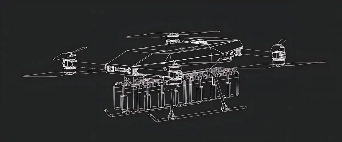 Line drawing of the Hatchet carrying a rack of payload cases.